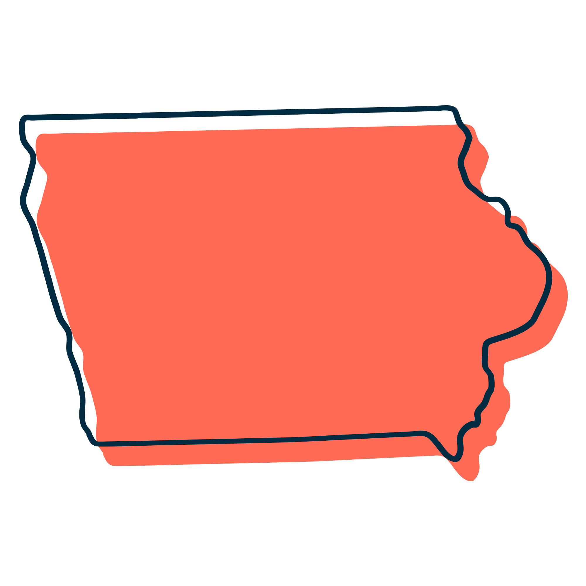Outline of the state of Iowa