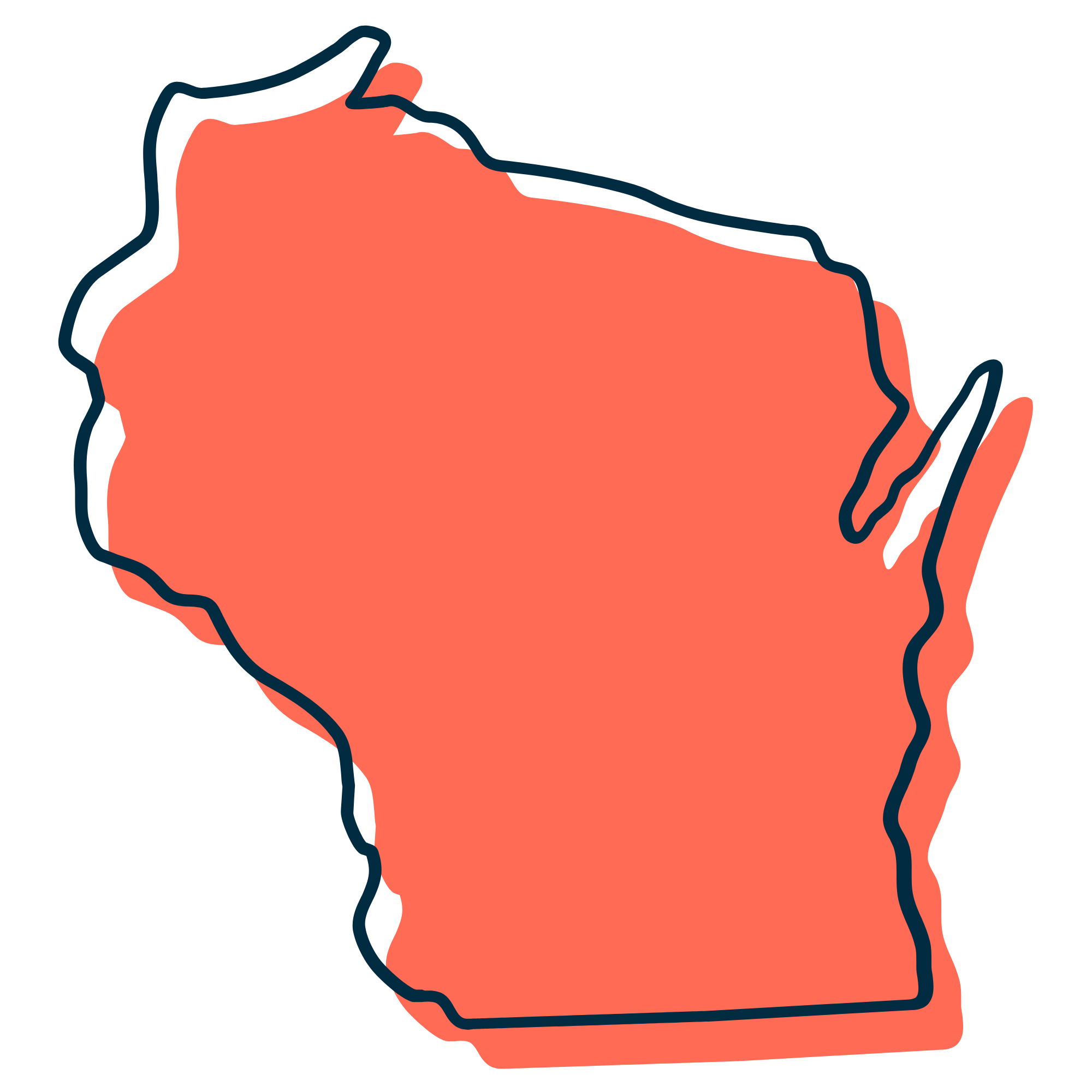 Outline of the state of Wisconsin